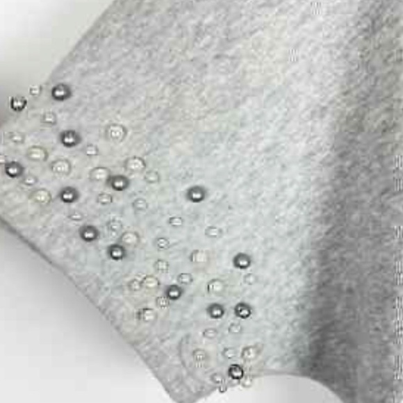 Anthropologie Postmark gray pearl embellished sweatshirt size L - Picture 3 of 6